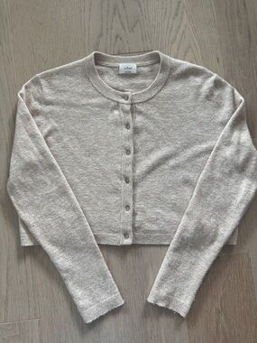 Wilfred Cropped Button Front Cardigan - Light Beige